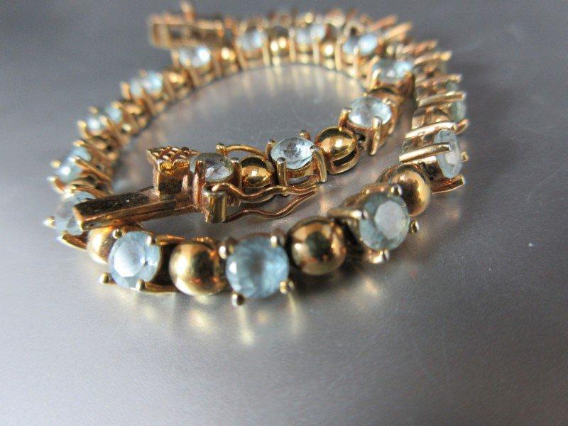 Aquamarine Gemstone Gold Over .925 Silver Tennis Bracelet
