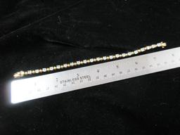 Aquamarine Gemstone Gold Over .925 Silver Tennis Bracelet