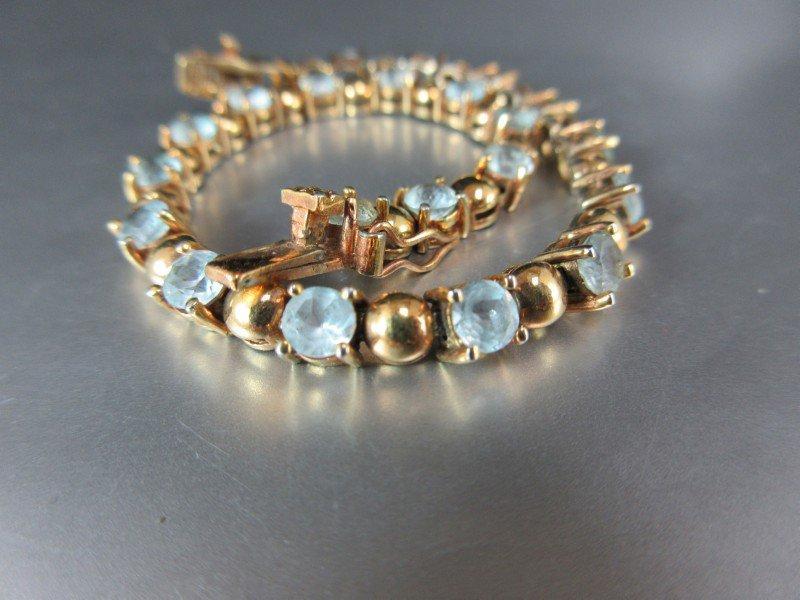 Aquamarine Gemstone Gold Over .925 Silver Tennis Bracelet