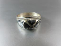 Sterling Silver Vintage Inlay Stone Ring