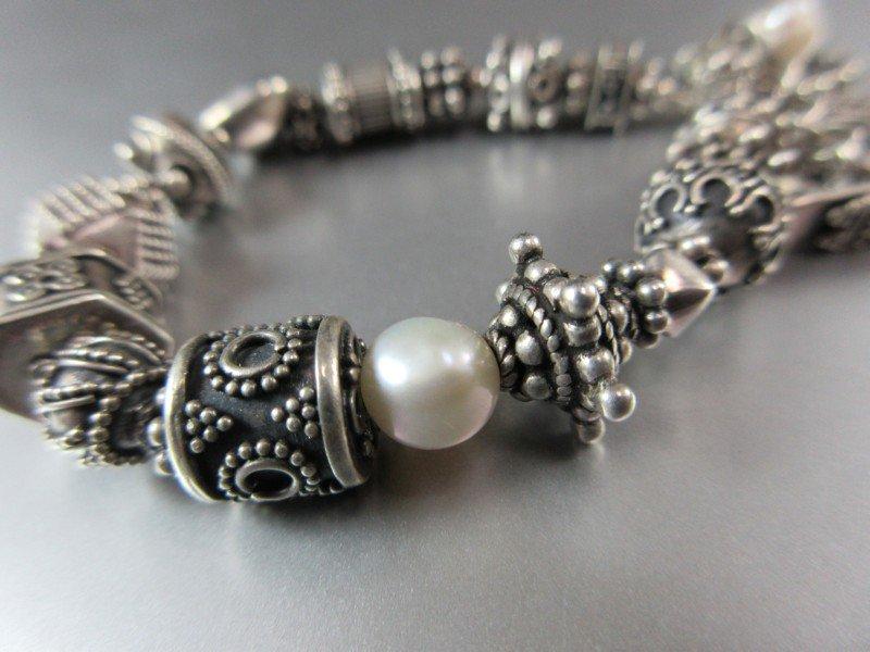 Sterling Silver Natural Pearl Accent Bracelet