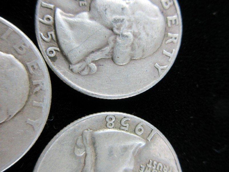 1956D,1951,1958D Silver Quarter Dollars