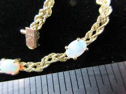 14K Yellow Gold Opal Gemstone Bracelet