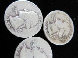 1948,1944,1946 Silver Quarter Lot of Three