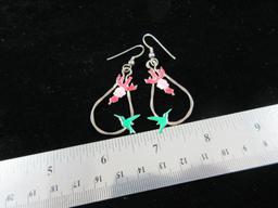 Enamel Sterling Silver Themed Dangle Earrings