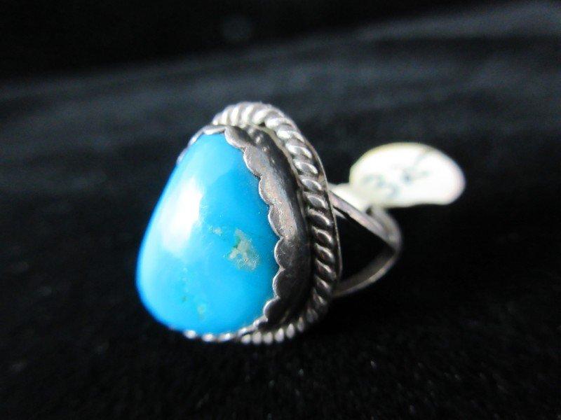 Blue Turquoise Stone Sterling Silver Vintage Ring Signed