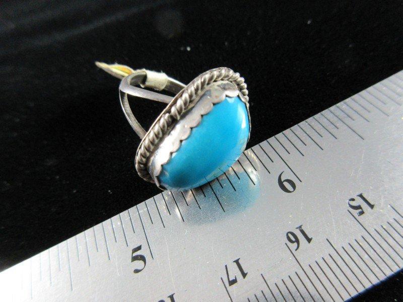 Blue Turquoise Stone Sterling Silver Vintage Ring Signed