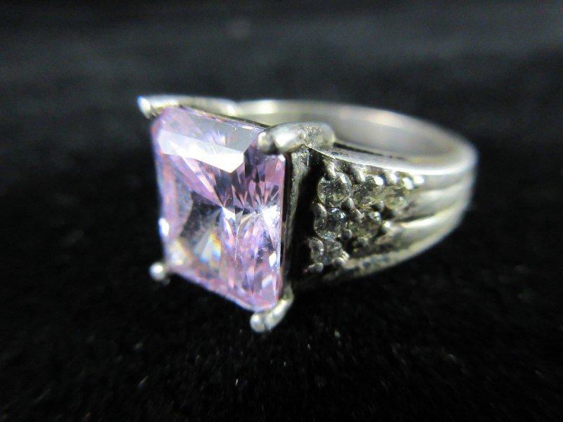 Sterling Silver Large Purple Stone Ring