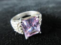 Sterling Silver Large Purple Stone Ring