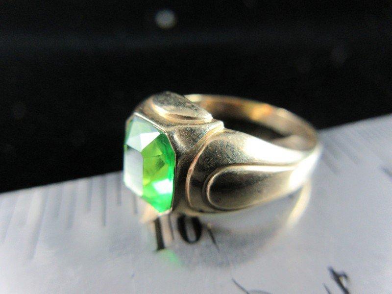 Green Gemstone 10K Gold Vintage Ring