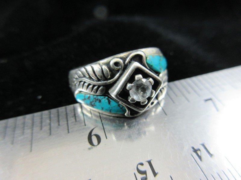 Sterling Silver Turquoise Stone White Center Stone Accent