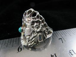 Fantasy Style Sterling Silver Turquoise Stone Ring