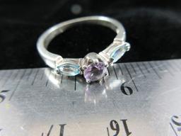 Topaz and Amethyst Gemstone Sterling Silver Ring