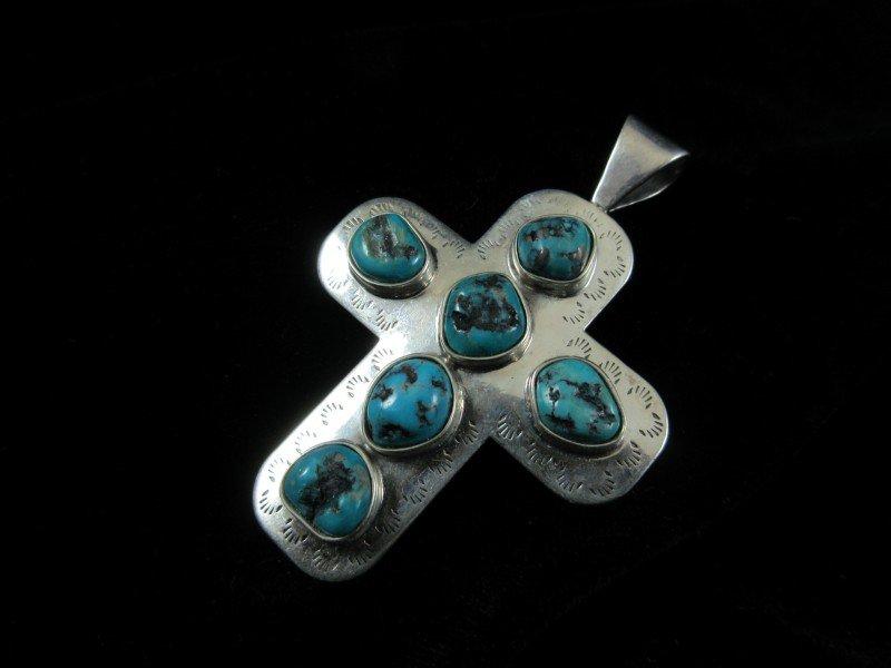 Jay King Turquoise Stone Sterling Silver Cross Pendant