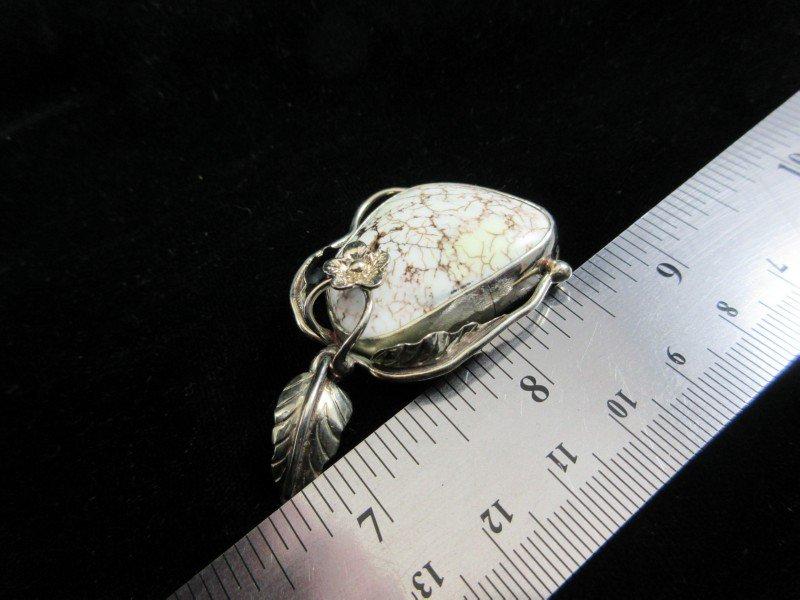 White Spider Turquoise Stone Sterling Silver Pendant