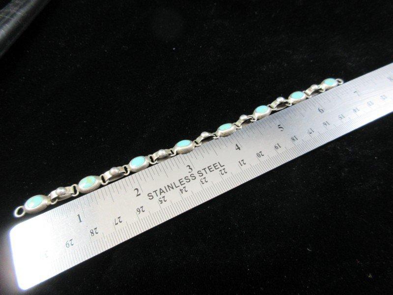 Heavy Vintage Mexico Turquoise Stone Sterling Silver Bracelet