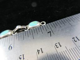 Heavy Vintage Mexico Turquoise Stone Sterling Silver Bracelet