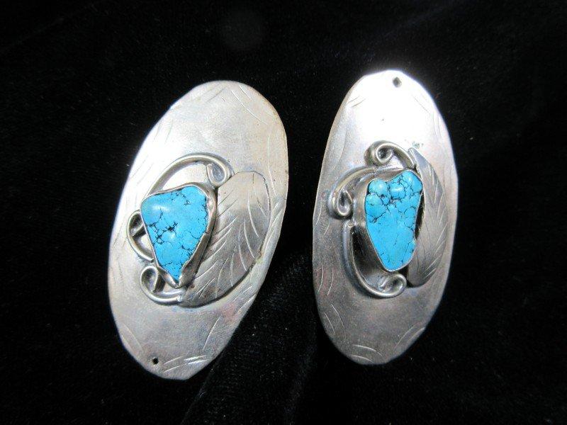 Vintage Turquoise Stone Native American Sterling Silver Dangles