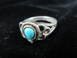 Turquoise Stone Vintage Sterling Silver Ring