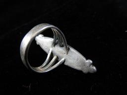 Antique Sterling Silver Inlay Ring