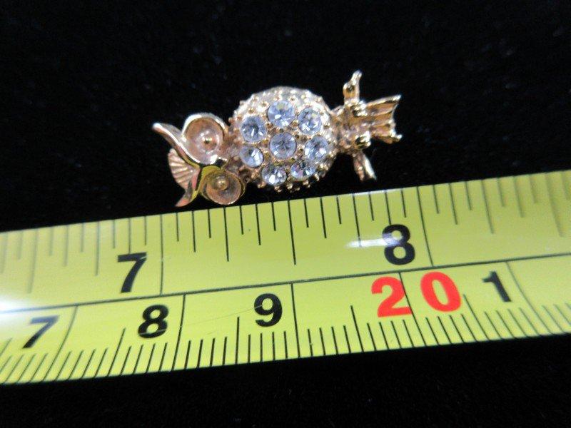 White Ice Rhinestone Owl Pin Small