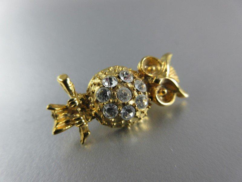 White Ice Rhinestone Owl Pin Small