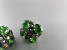 Vintage Green Rhinestone earrings
