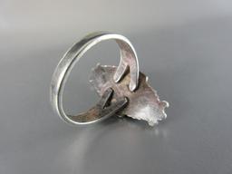 Large Natural Stone Sterling Silver Ring