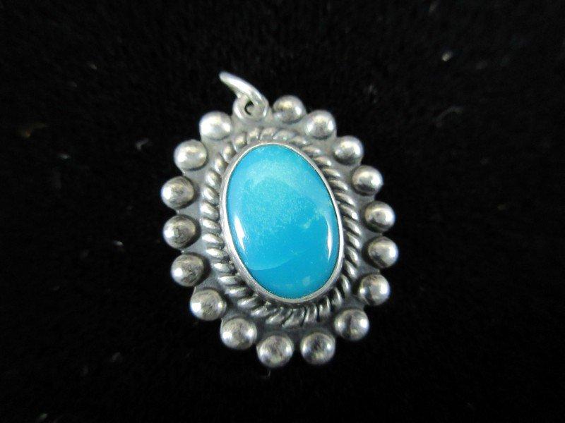 Pendant. Turquoise Stone Sterling Silver