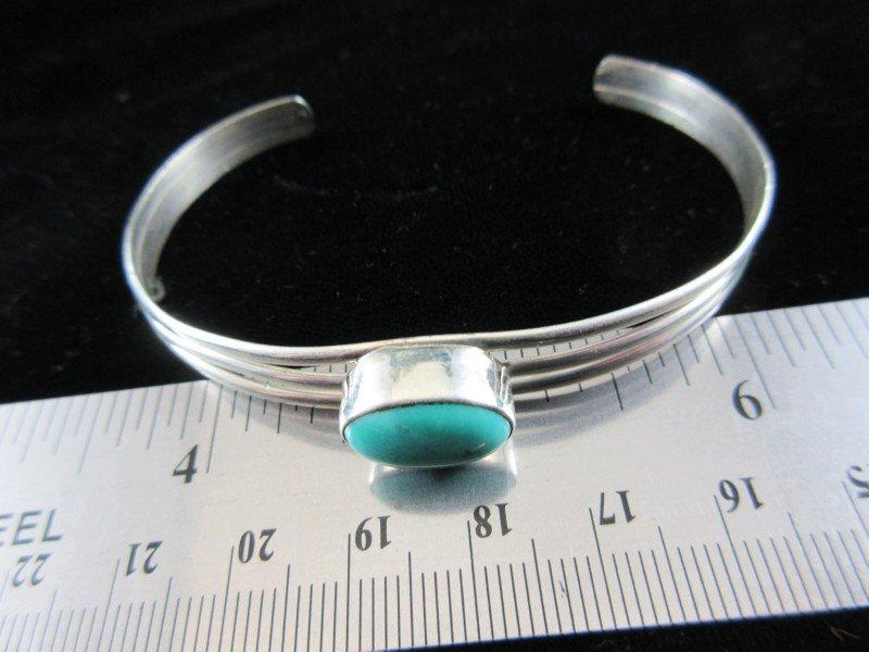 Vintage Natural Stone Sterling Silver Cuff Bracelet