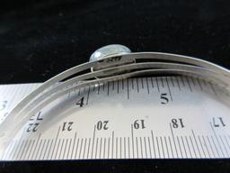 Vintage Natural Stone Sterling Silver Cuff Bracelet