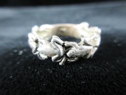 Frog Themed Sterling Silver Band Ring