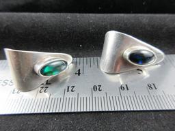 Sterling Silver Inlay Vintage Earrings