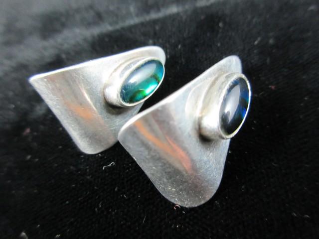 Sterling Silver Inlay Vintage Earrings