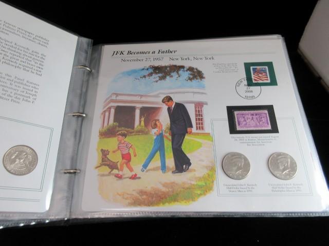 The Complete John F Kennedy Half Dollar Coins and Stamp Collection 36.00 fa