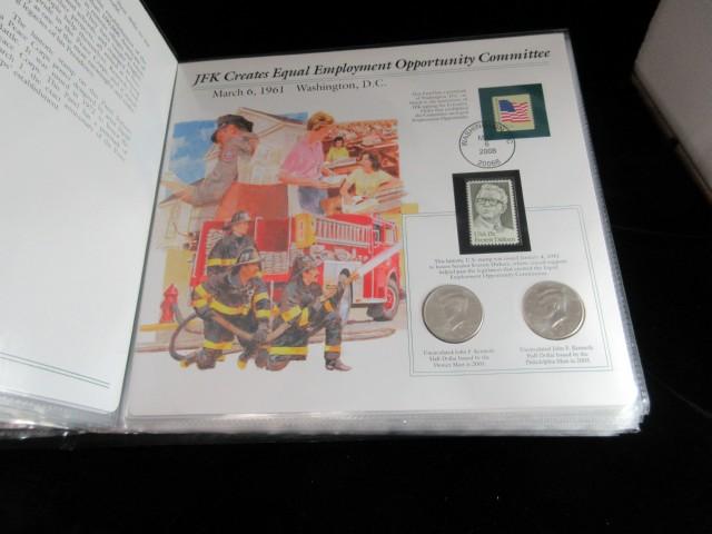 The Complete John F Kennedy Half Dollar Coins and Stamp Collection 36.00 fa