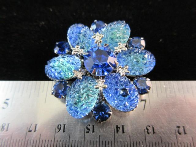 Large Blue Rhinestone Vintage Broach