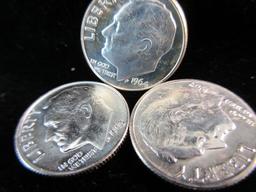 1963-64 Silver Dimes In BU Condition