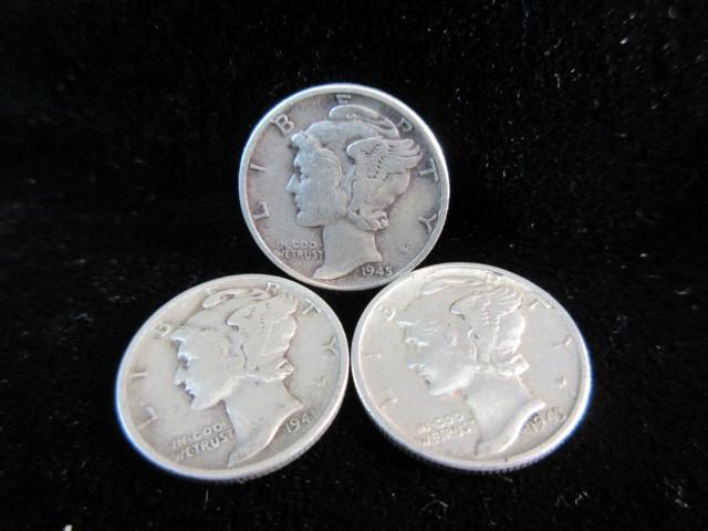 Mercury Dime Lot of Three 41-45-43