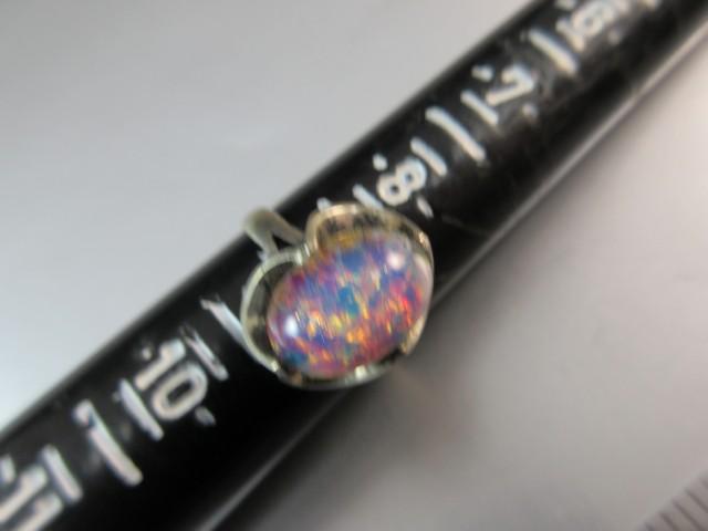 Large Vintage Sterling Silver Opal Like Stone Ring