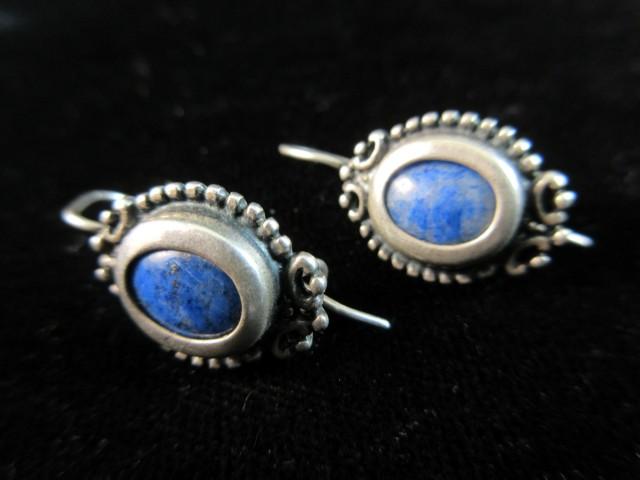 Natural Blue Stone Sterling Silver Earrings