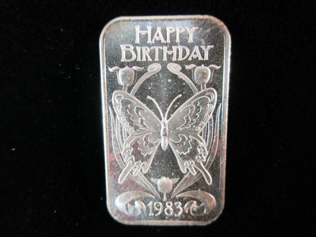 1983 Happy Birthday 1oz Fine Silver Bar