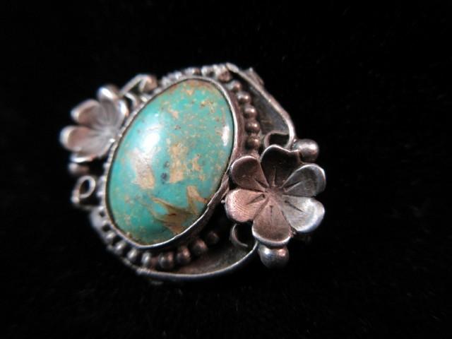 Vintage Sterling Silver Turquoise Stone Pin