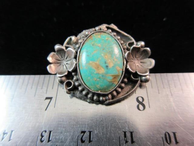 Vintage Sterling Silver Turquoise Stone Pin