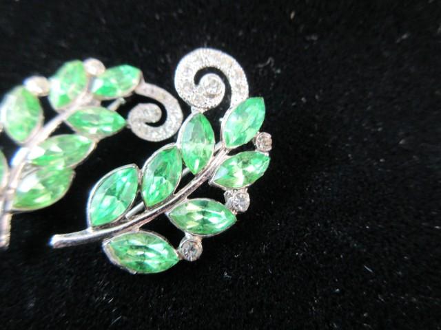 Vintage Green Rhinestone Pin Set