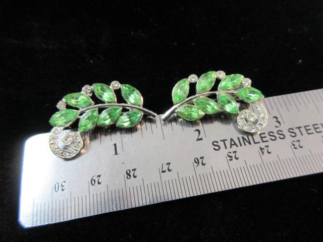 Vintage Green Rhinestone Pin Set