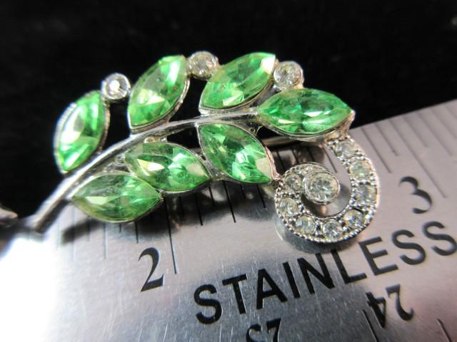 Vintage Green Rhinestone Pin Set