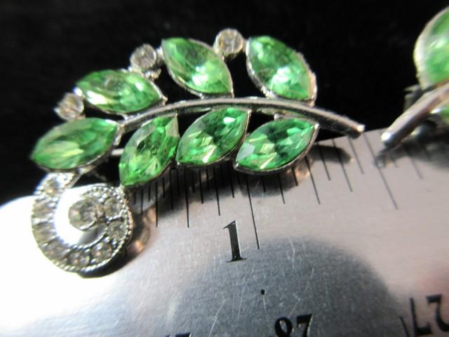 Vintage Green Rhinestone Pin Set