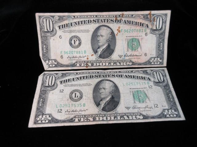 1950 A & B 10.00 Bill Lot