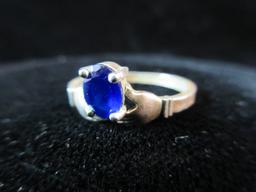 Blue Center Stone Sterling Silver Themed Ring